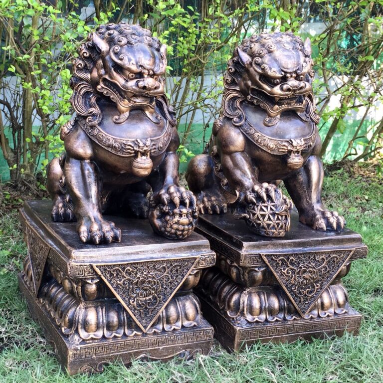 5060235333828 1 Enigma Marble Resin Temple Dog Bronze Pair Xl Garden Statue.jpg